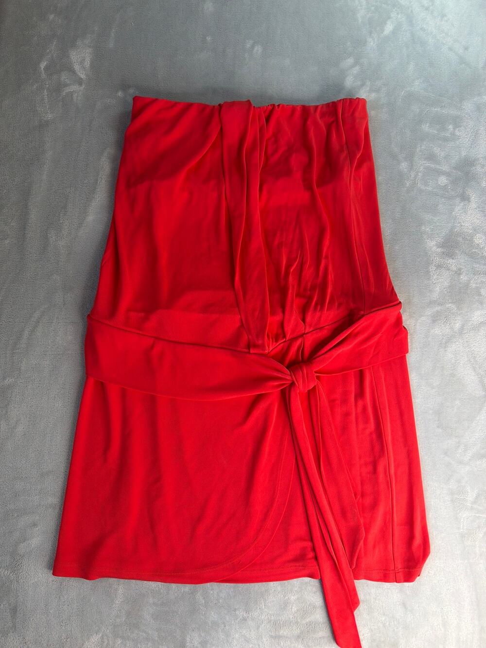 Haute Hippie Coral Red 100% Rayon Strapless Draped Faux Wrap Mini Dress Large L